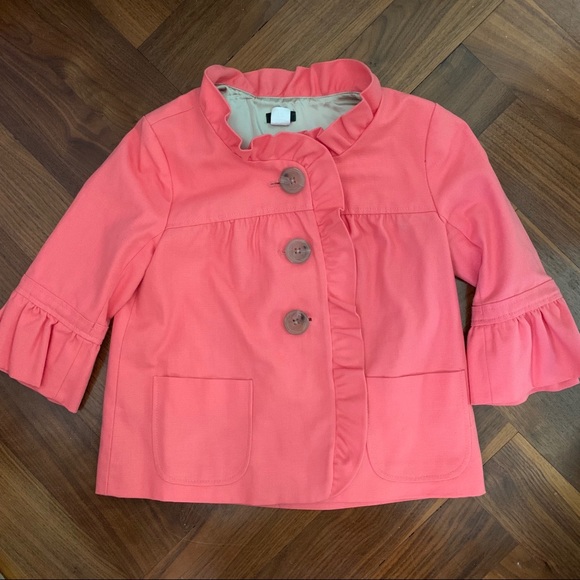 J. Crew Jackets & Blazers - J crew pink size 4 ruffle jacket